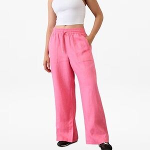 NWT Athleta RETREAT LINEN HIGH RISE WIDE LEG PANT XL